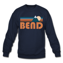 Bend, Oregon Sweatshirt - Retro Mountain Bend Crewneck Sweatshirt - navy