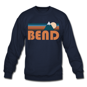 Bend, Oregon Sweatshirt - Retro Mountain Bend Crewneck Sweatshirt - navy