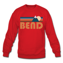 Bend, Oregon Sweatshirt - Retro Mountain Bend Crewneck Sweatshirt - red