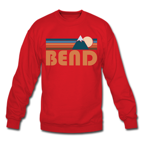 Bend, Oregon Sweatshirt - Retro Mountain Bend Crewneck Sweatshirt - red