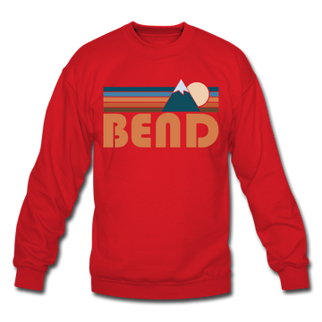 Bend, Oregon Sweatshirt - Retro Mountain Bend Crewneck Sweatshirt - red