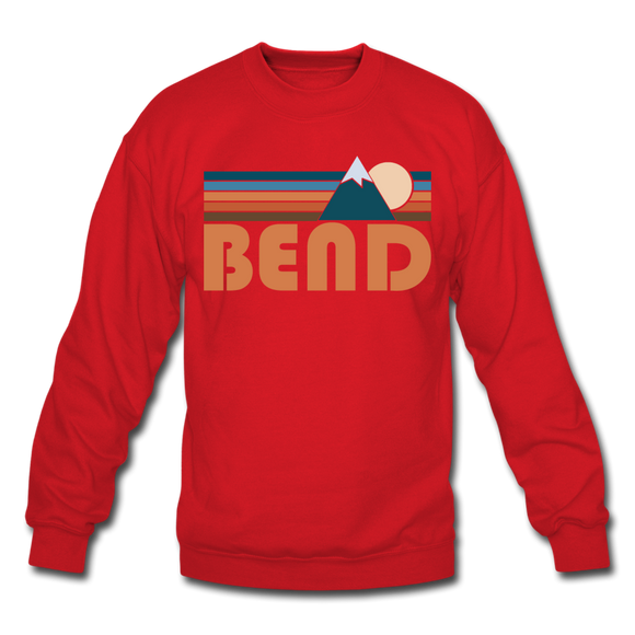Bend, Oregon Sweatshirt - Retro Mountain Bend Crewneck Sweatshirt - red