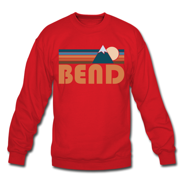 Bend, Oregon Sweatshirt - Retro Mountain Bend Crewneck Sweatshirt - red