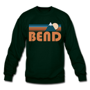 Bend, Oregon Sweatshirt - Retro Mountain Bend Crewneck Sweatshirt - forest green