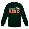 Bend, Oregon Sweatshirt - Retro Mountain Bend Crewneck Sweatshirt - forest green