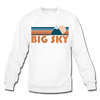 Big Sky, Montana Sweatshirt - Retro Mountain Big Sky Crewneck Sweatshirt - white