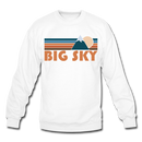 Big Sky, Montana Sweatshirt - Retro Mountain Big Sky Crewneck Sweatshirt - white
