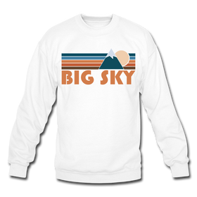 Big Sky, Montana Sweatshirt - Retro Mountain Big Sky Crewneck Sweatshirt - white
