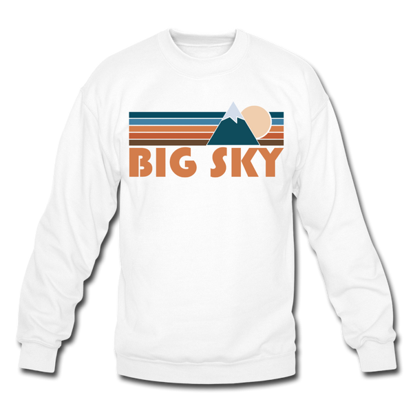 Big Sky, Montana Sweatshirt - Retro Mountain Big Sky Crewneck Sweatshirt - white
