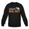 Big Sky, Montana Sweatshirt - Retro Mountain Big Sky Crewneck Sweatshirt - black