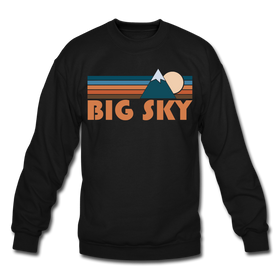 Big Sky, Montana Sweatshirt - Retro Mountain Big Sky Crewneck Sweatshirt - black