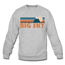 Big Sky, Montana Sweatshirt - Retro Mountain Big Sky Crewneck Sweatshirt - heather gray