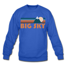 Big Sky, Montana Sweatshirt - Retro Mountain Big Sky Crewneck Sweatshirt - royal blue
