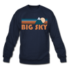Big Sky, Montana Sweatshirt - Retro Mountain Big Sky Crewneck Sweatshirt - navy