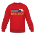 Big Sky, Montana Sweatshirt - Retro Mountain Big Sky Crewneck Sweatshirt - red