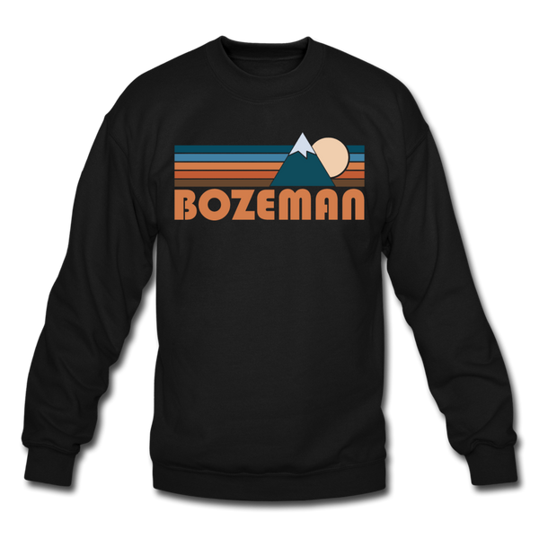 Bozeman, Montana Sweatshirt - Retro Mountain Bozeman Crewneck Sweatshirt - black