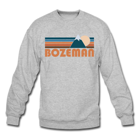 Bozeman, Montana Sweatshirt - Retro Mountain Bozeman Crewneck Sweatshirt - heather gray
