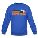 Bozeman, Montana Sweatshirt - Retro Mountain Bozeman Crewneck Sweatshirt - royal blue