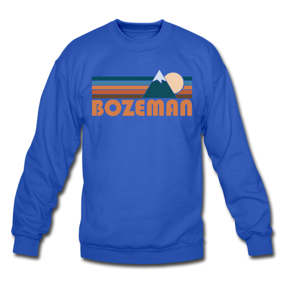 Bozeman, Montana Sweatshirt - Retro Mountain Bozeman Crewneck Sweatshirt - royal blue