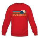 Bozeman, Montana Sweatshirt - Retro Mountain Bozeman Crewneck Sweatshirt - red