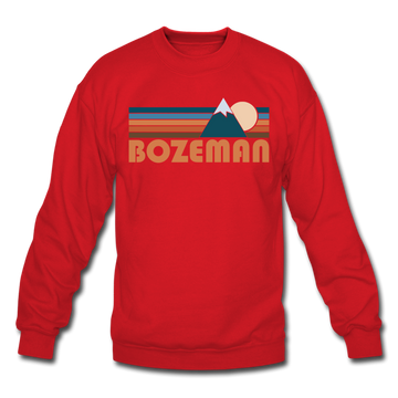 Bozeman, Montana Sweatshirt - Retro Mountain Bozeman Crewneck Sweatshirt - red
