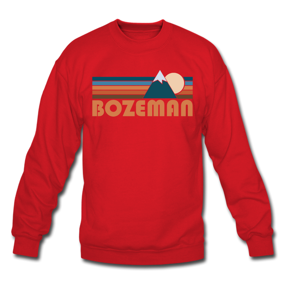 Bozeman, Montana Sweatshirt - Retro Mountain Bozeman Crewneck Sweatshirt - red