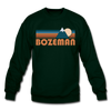 Bozeman, Montana Sweatshirt - Retro Mountain Bozeman Crewneck Sweatshirt - forest green