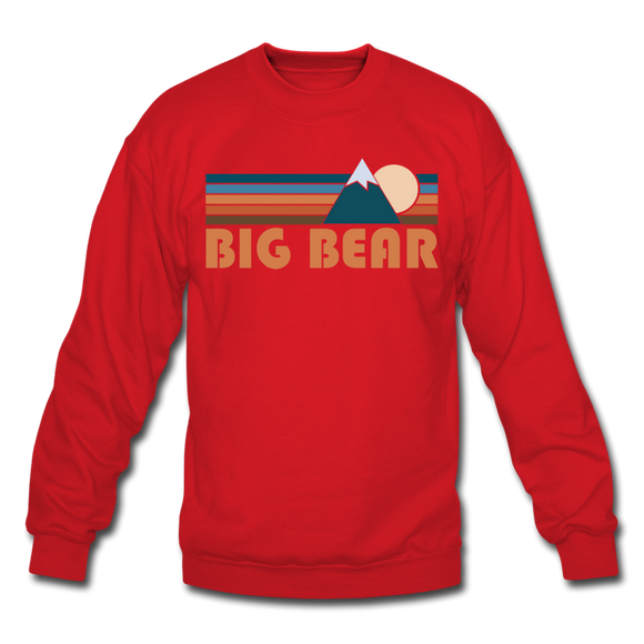Big Bear, California Sweatshirt - Retro Mountain Big Bear Crewneck Sweatshirt - red