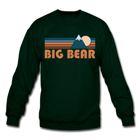 Big Bear, California Sweatshirt - Retro Mountain Big Bear Crewneck Sweatshirt - forest green