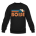 Boise, Idaho Sweatshirt - Retro Mountain Boise Crewneck Sweatshirt - black