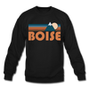 Boise, Idaho Sweatshirt - Retro Mountain Boise Crewneck Sweatshirt - black