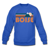Boise, Idaho Sweatshirt - Retro Mountain Boise Crewneck Sweatshirt - royal blue