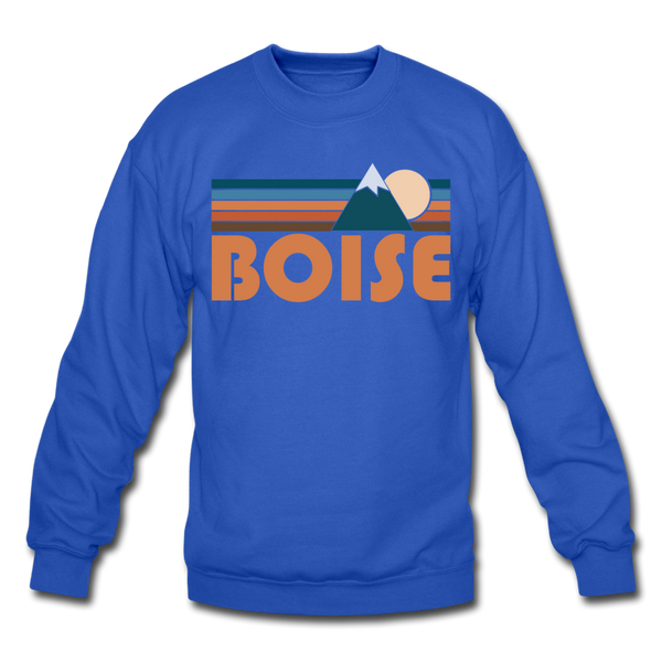 Boise, Idaho Sweatshirt - Retro Mountain Boise Crewneck Sweatshirt - royal blue