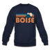 Boise, Idaho Sweatshirt - Retro Mountain Boise Crewneck Sweatshirt - navy
