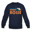Boise, Idaho Sweatshirt - Retro Mountain Boise Crewneck Sweatshirt - navy