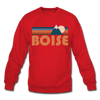 Boise, Idaho Sweatshirt - Retro Mountain Boise Crewneck Sweatshirt - red