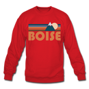 Boise, Idaho Sweatshirt - Retro Mountain Boise Crewneck Sweatshirt - red