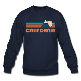 California Sweatshirt - Retro Mountain California Crewneck Sweatshirt - navy