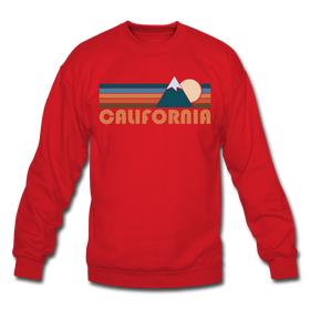 California Sweatshirt - Retro Mountain California Crewneck Sweatshirt - red