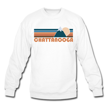 Chattanooga, Tennessee Sweatshirt - Retro Mountain Chattanooga Crewneck Sweatshirt - white