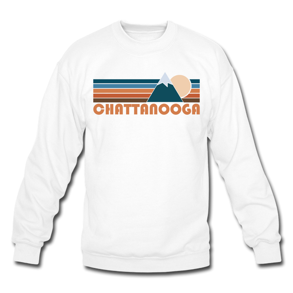 Chattanooga, Tennessee Sweatshirt - Retro Mountain Chattanooga Crewneck Sweatshirt - white