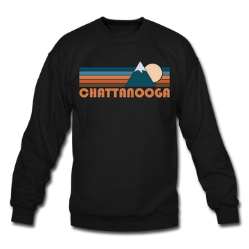 Chattanooga, Tennessee Sweatshirt - Retro Mountain Chattanooga Crewneck Sweatshirt - black