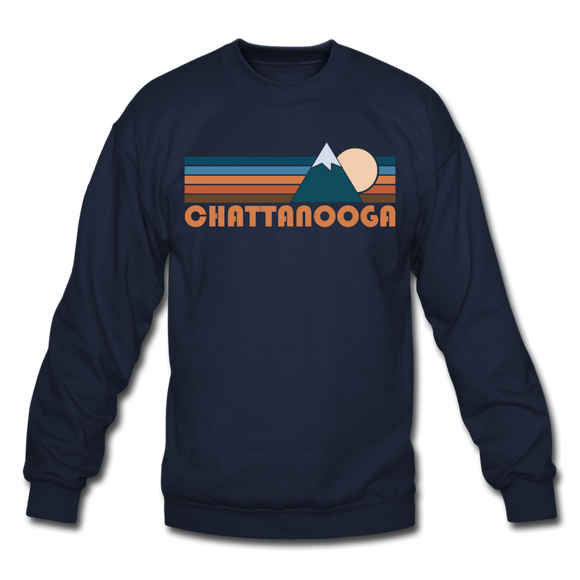 Chattanooga, Tennessee Sweatshirt - Retro Mountain Chattanooga Crewneck Sweatshirt - navy