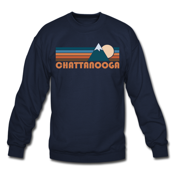 Chattanooga, Tennessee Sweatshirt - Retro Mountain Chattanooga Crewneck Sweatshirt - navy