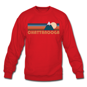 Chattanooga, Tennessee Sweatshirt - Retro Mountain Chattanooga Crewneck Sweatshirt - red