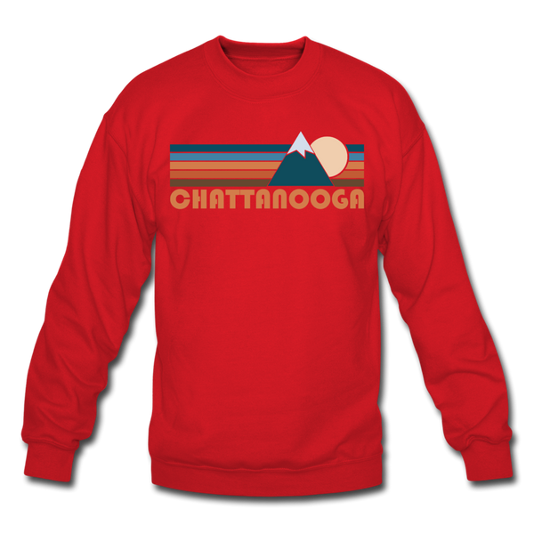 Chattanooga, Tennessee Sweatshirt - Retro Mountain Chattanooga Crewneck Sweatshirt - red