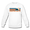 Crested Butte, Colorado Sweatshirt - Retro Mountain Crested Butte Crewneck Sweatshirt - white