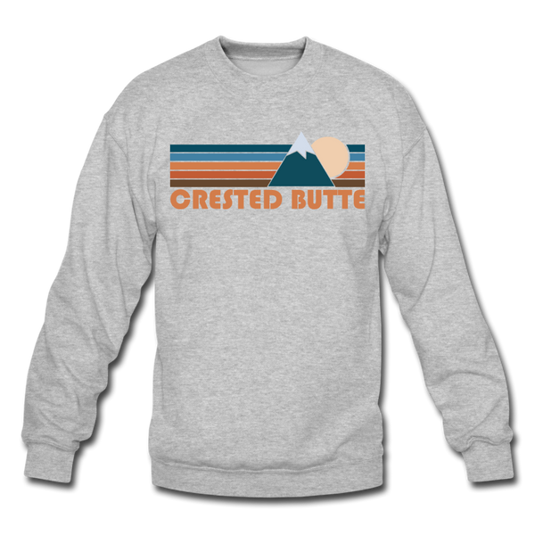 Crested Butte, Colorado Sweatshirt - Retro Mountain Crested Butte Crewneck Sweatshirt - heather gray
