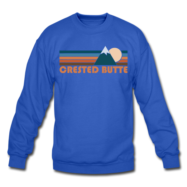 Crested Butte, Colorado Sweatshirt - Retro Mountain Crested Butte Crewneck Sweatshirt - royal blue