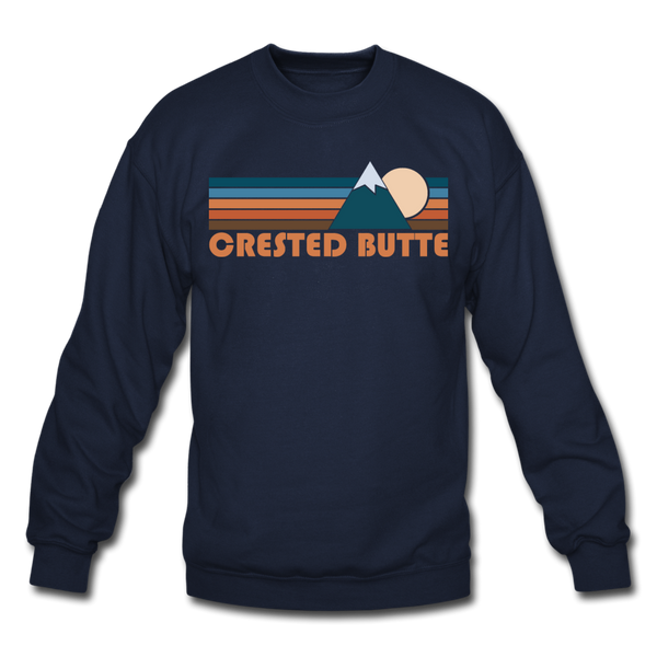 Crested Butte, Colorado Sweatshirt - Retro Mountain Crested Butte Crewneck Sweatshirt - navy